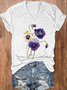 Women's Alzheimer's Awareness Purple Floral Print V-Neck T-Shirt