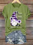 WEAR Purpley FOR MY FOR MY MOM Alzheimer's Awareness Casual Text Letters Crew Neck T-Shirt