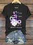 WEAR Purpley FOR MY FOR MY MOM Alzheimer's Awareness Casual Text Letters Crew Neck T-Shirt