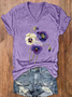 Women's Alzheimer's Awareness Purple Floral Print V-Neck T-Shirt