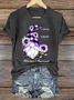 WEAR Purpley FOR MY FOR MY MOM Alzheimer's Awareness Casual Text Letters Crew Neck T-Shirt