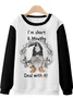 I'm Short & Mouthy Printed Halloween Casual Loose Crew Neck Sweatshirt