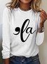 Text Letters Crew Neck Casual Blouse