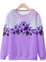 Alzheimer's Loose Purple Floral Crew Neck Casual Sweatshirt