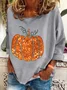 Sequin Pumpkin Print Casual Sweatshirt