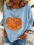 Sequin Pumpkin Print Casual Sweatshirt