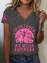 Women's In October We Wear Pink Breast Cancer Awareness Witch Pink Ribbon Print T-Shirt