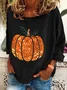 Sequin Pumpkin Print Casual Sweatshirt