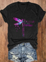 You May Not Remember But I Will Never Forget Dragonfly Alzheimer's Awareness Crew Neck Loose Casual Floral T-Shirt