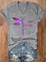 You May Not Remember But I Will Never Forget Dragonfly Alzheimer's Awareness Crew Neck Loose Casual Floral T-Shirt