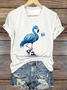 Women's Pearl Necklace Canvas Shoes Flamingo Print T-Shirt