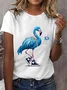 Women's Pearl Necklace Canvas Shoes Flamingo Print Round Neck T-Shirt