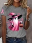 Women's In October We Wear Pink Halloween Ghost Breast Cancer Awareness Tee