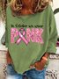 In October We Wear Pink Embroidery Breast Cancer Awareness Casual Sweatshirt