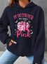 In October We Wear Pink Retro Breast Cancer Pumpkin Breast Cancer Awareness Simple Loose Hoodie