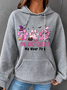 In October We Wear Pink Halloween Fur Dogs Witch Breast Cancer Awareness Simple Loose Hoodie