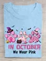 In October We Wear Pink Halloween Fur Dogs Witch Breast Cancer Awareness Cotton T-Shirt