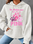 In October We Wear Pink Dog Cat Paw Breast Cancer Dog Paws Simple Loose Hoodie