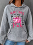 In October We Wear Pink Retro Breast Cancer Pumpkin Breast Cancer Awareness Simple Loose Hoodie