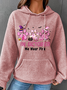 In October We Wear Pink Halloween Fur Dogs Witch Breast Cancer Awareness Simple Loose Hoodie