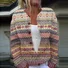 Vintage ethnic snowflake button sweater cardigan