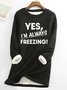 Loose Crew Neck Text Letters Casual Sweatshirt