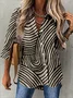 Casual Abstract Stripes Loose Buttoned Shirt