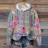 Vintage floral art knitted hooded sweater