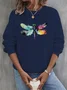 Crew Neck Casual Dragonfly Sweatshirt