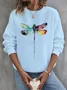 Crew Neck Casual Dragonfly Sweatshirt