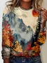 Casual Landscape Painting Long Sleeve Shirt