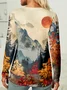 Casual Landscape Painting Long Sleeve Shirt