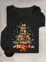 Christmas Tree Made Of Books Casual Long Sleeve Shirt