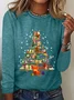 Christmas Tree Made Of Books Casual Long Sleeve Shirt