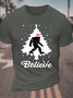 Santa Bigfoot Believe Christmas Tree Cotton T-Shirt