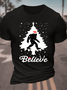 Santa Bigfoot Believe Christmas Tree Cotton T-Shirt