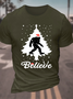 Santa Bigfoot Believe Christmas Tree Cotton T-Shirt