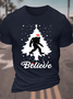 Santa Bigfoot Believe Christmas Tree Cotton T-Shirt