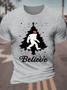 Santa Bigfoot Believe Christmas Tree Cotton T-Shirt