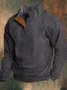 Men's Western Vintage Jacquard Herringbone Design Stand Collar Button Sweatshirt