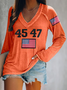 Women's Vintage 45 47 Print V Neck Raglan Sleeve Tee