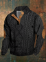 Men's Western Casual Vintage Print Half Collar Button Sweatshirt