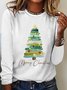 Merry Christmas Tree Print Casual Long Sleeve Shirt