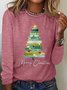 Merry Christmas Tree Print Casual Long Sleeve Shirt