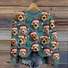 Women's Christmas Dog Art Print Crew Neck Knit Sweater