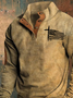 Men's Western Vintage Faith Flag Print Half Collar Sweatshirt