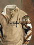 Men's Retro Western Faith Print Zipper Half Collar Sweatshirt