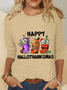 Happy Hallothanksmas For Coffee Lover Casual Long Sleeve Shirt