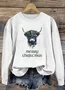 Scottish Checkered Merry Christmas Highland Cow Round Neck Sweatshirt