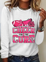 Cheer For The Cure Breast Cancer Football Casual Long Sleeve Shirt